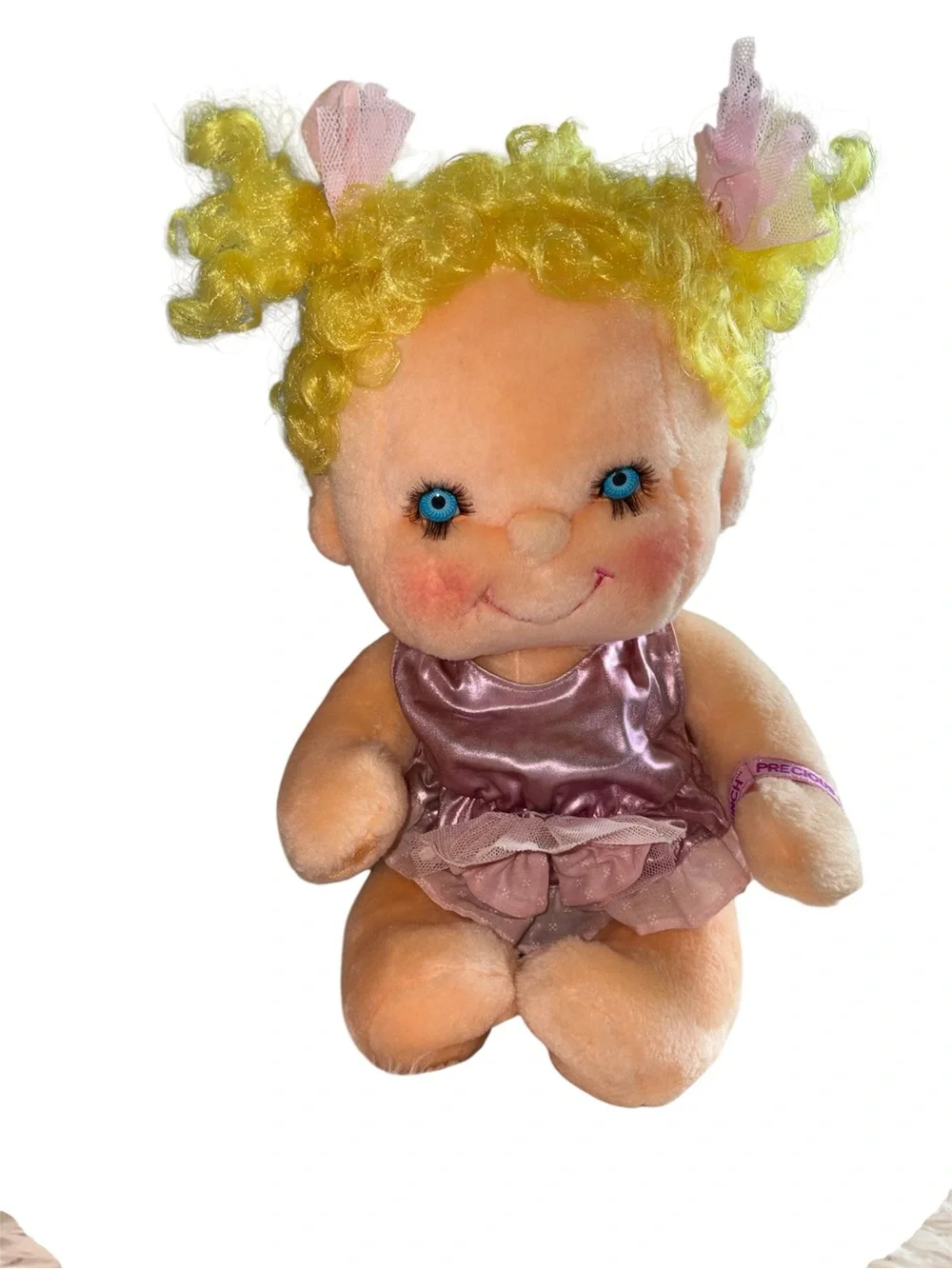 Kenner Hugga Bunch Precious Hugs 18” Blonde Curly Plush Doll 80’s Baby Vintage
